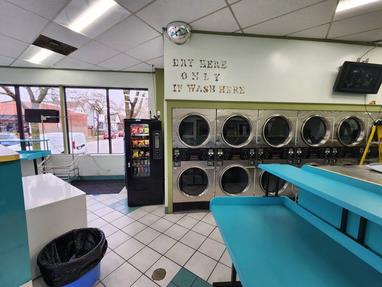 Exec 47 Dry Cleaners — attended drop-off laundry counter at 4650 S King Dr in Bronzeville, Chicago