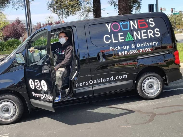 Young's Cleaners — attended drop-off laundry counter at 1849 N Oakley Ave in Bucktown, Chicago