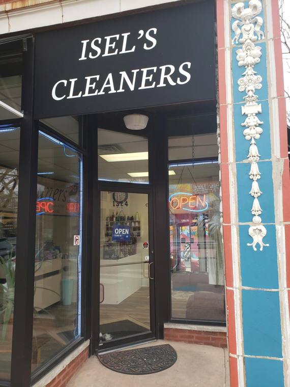 Isel's Cleaners — attended drop-off laundry counter at 1324 W Devon Ave in Edgewater, Chicago