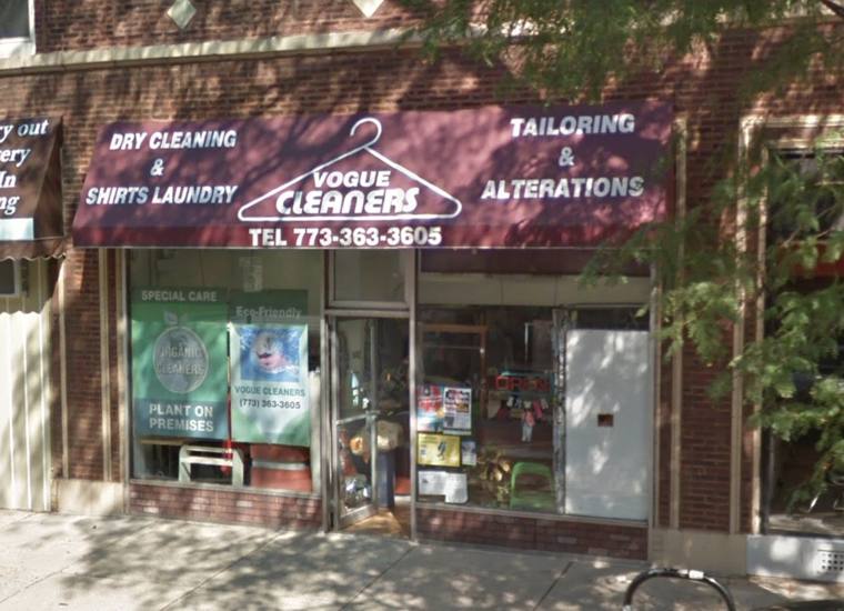 Vogue Cleaners — attended drop-off laundry counter at 1442 E 57th St in Hyde Park, Chicago