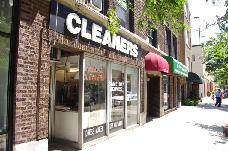 Wells Cleaners — attended drop-off laundry counter at 1649 N Wells St in Lincoln Park, Chicago