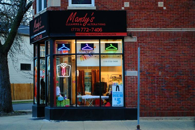 Mandy's Cleaners — attended drop-off laundry counter at 2061 N California Ave in Logan Square, Chicago