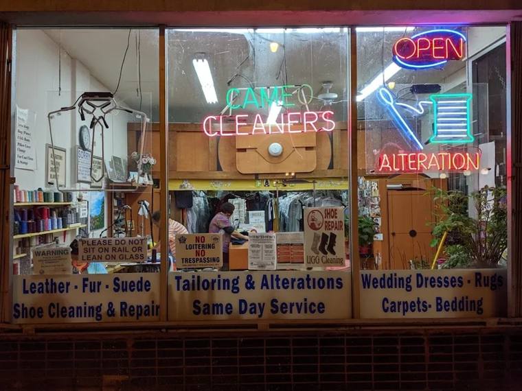 Cameo Cleaners — attended drop-off laundry counter at 1443 W Morse Ave in Rogers Park, Chicago