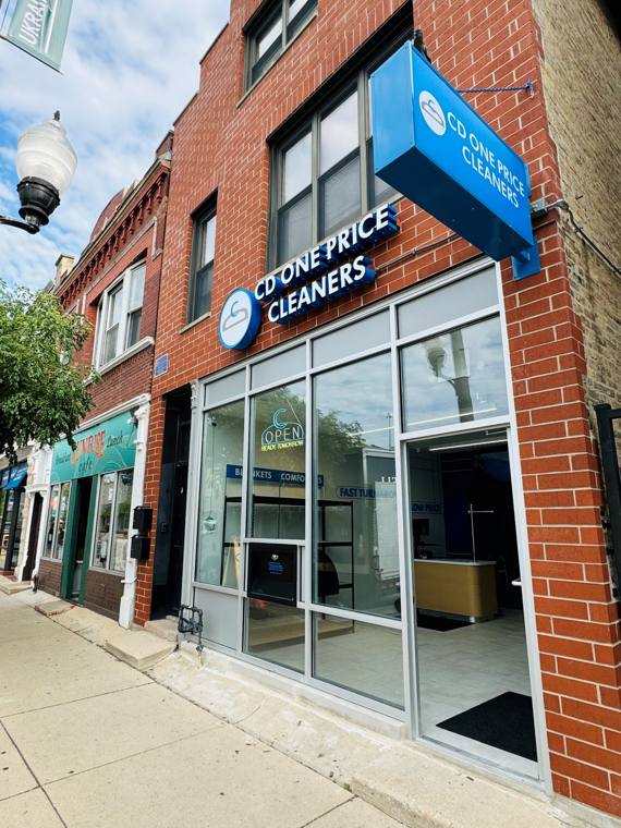 Combined Cleaners — attended drop-off laundry counter at 2033 W Howard St in Rogers Park, Chicago
