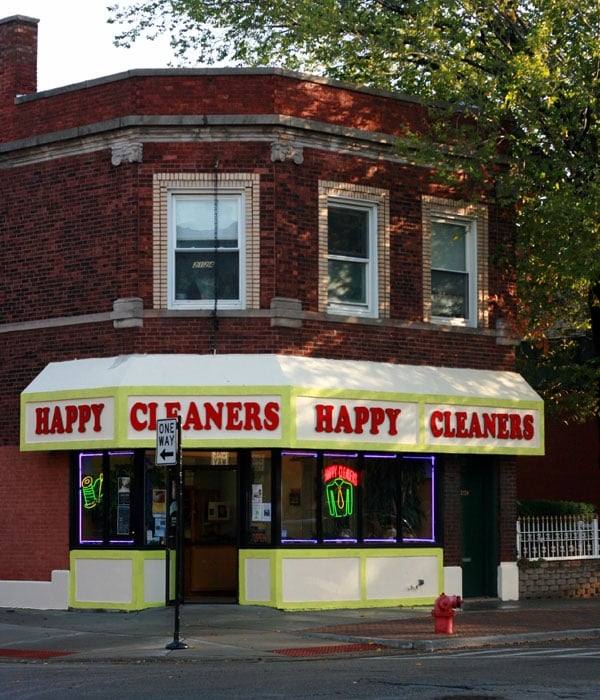Happy Cleaners — attended drop-off laundry counter at 2124 W Roscoe St in Roscoe Village, Chicago