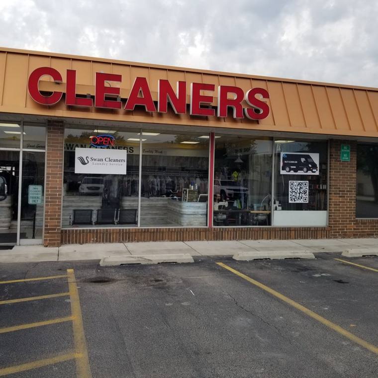 Swan Cleaners — attended drop-off laundry counter at 4200 N Clark St in Uptown, Chicago